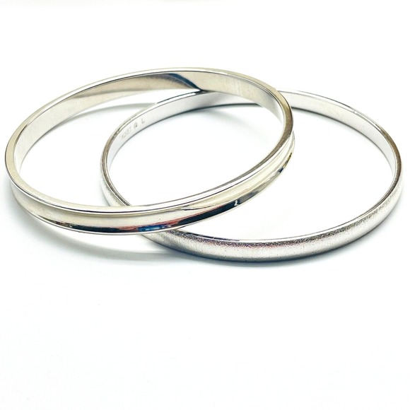 Monet Jewelry - Monet Silver Tone Bangle Bracelets Lot of 2 Thin Stackable Signed Vintage